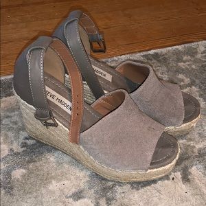 Grey suede wedges